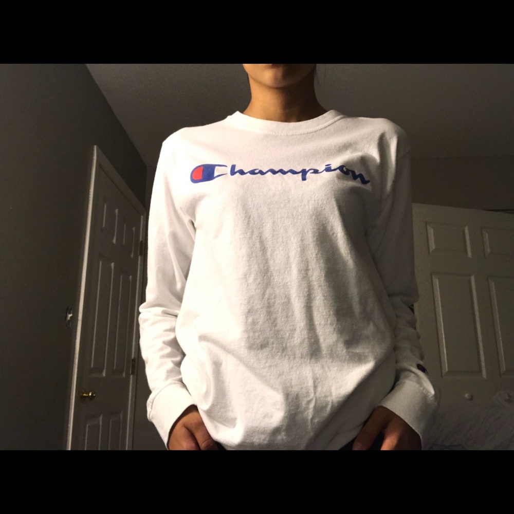 WHITE CHAMPION LONG SLEEVE TOP